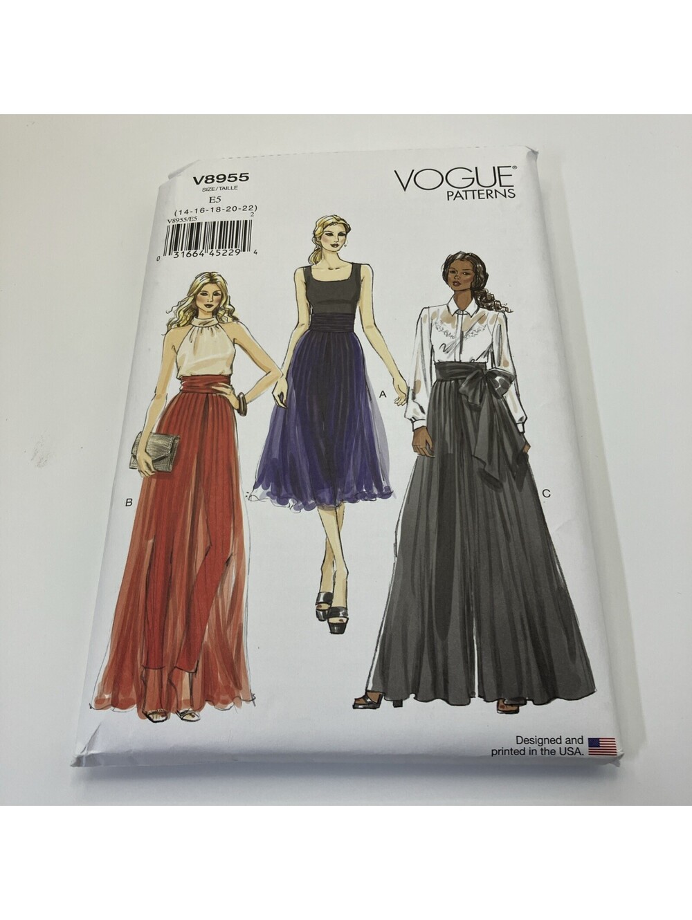Vogue V8955 Misses  14 to 22 Wide Legged Pants  Uncut Sewing Pattern
